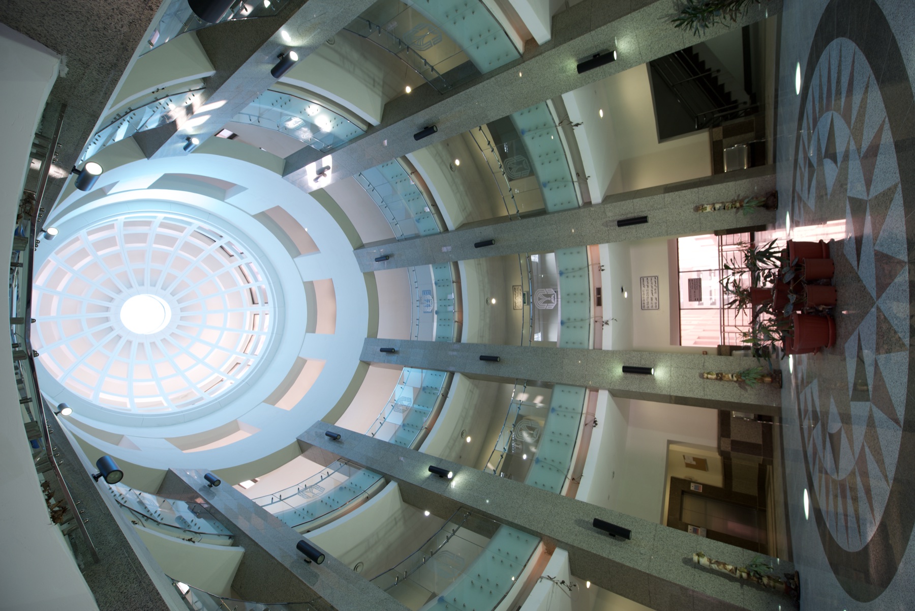 Interior atrium rotunda with skylight at Taibah University